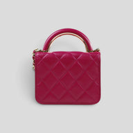 Chanel Lambskin Quilted Top Handle Clutch in Pink