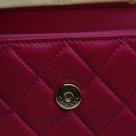 Chanel Lambskin Quilted Top Handle Clutch in Pink