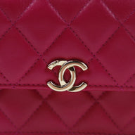 Chanel Lambskin Quilted Top Handle Clutch in Pink