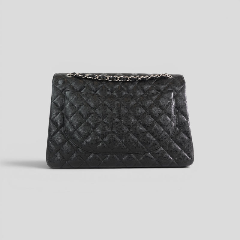 Chanel Caviar Leather Jumbo Quilted Flap Bag in Black