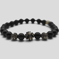 Chrome Hearts 12mm Silver Cross Beaded Bracelet in Black
