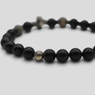 Chrome Hearts 12mm Silver Cross Beaded Bracelet in Black