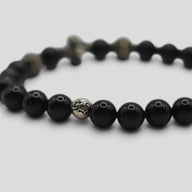 Chrome Hearts 12mm Silver Cross Beaded Bracelet in Black