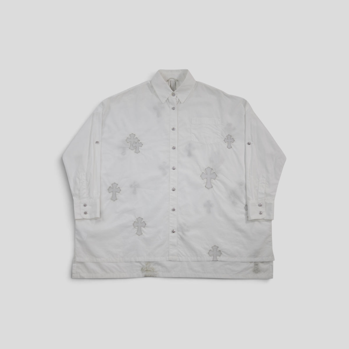 Chrome Hearts Cross Patch Button Up in White