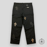 Chrome Hearts Cross Patch Double Knee Carpenter Pants in Black/Leopard