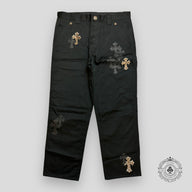 Chrome Hearts Cross Patch Double Knee Carpenter Pants in Black/Leopard