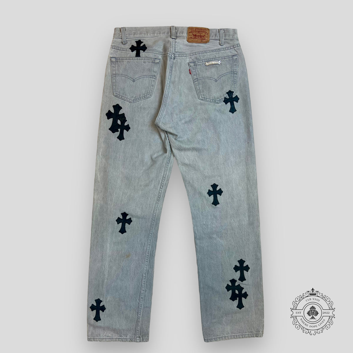 Chrome Hearts Cross Patch Pants in Grey / Black