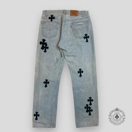 Chrome Hearts Cross Patch Pants in Grey / Black