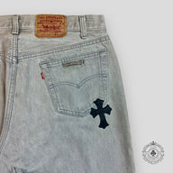 Chrome Hearts Cross Patch Pants in Grey / Black