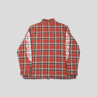 Chrome Hearts Floral Sleeve Flannel in Red/White