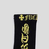 Chrome Hearts Fuck You Socks in Black/Yellow
