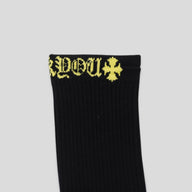 Chrome Hearts Fuck You Socks in Black/Yellow