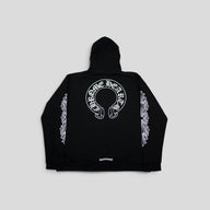 Chrome Hearts Horseshoe Logo Zip Up Hoodie in Black