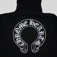 Chrome Hearts Horseshoe Logo Zip Up Hoodie in Black