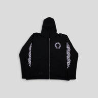 Chrome Hearts Horseshoe Logo Zip Up Hoodie in Black