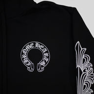 Chrome Hearts Horseshoe Logo Zip Up Hoodie in Black