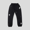 Chrome Hearts Leather Cross Patch Spike Pendant Drawstring Sweatpants in Black