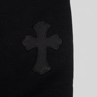 Chrome Hearts Leather Cross Patch Spike Pendant Drawstring Sweatpants in Black