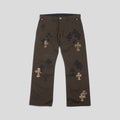 Chrome Hearts Leopard Cross Patch Chinos in Brown