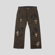 Chrome Hearts Leopard Cross Patch Chinos in Brown