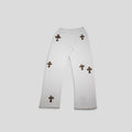 Chrome Hearts Leopard Cross Patch Sweatpants in White