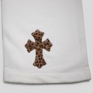 Chrome Hearts Leopard Cross Patch Sweatpants in White