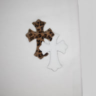 Chrome Hearts Leopard Cross Patch Sweatpants in White