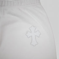Chrome Hearts Leopard Cross Patch Sweatpants in White