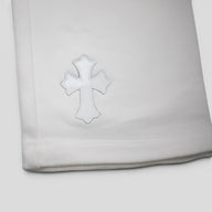 Chrome Hearts Leopard Cross Patch Sweatpants in White