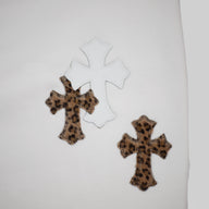Chrome Hearts Leopard Cross Patch Sweatpants in White