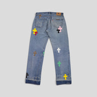 Chrome Hearts Multicolor Cross Patch Jeans