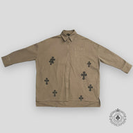 Chrome Hearts Oversized Cross Patch Shirt in Olive Green