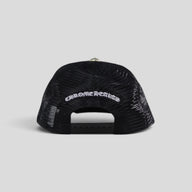 Chrome Hearts Pony Hair Cemetery Cross Trucker Hat in Black