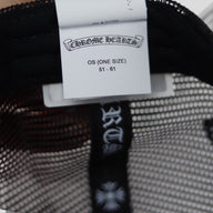 Chrome Hearts Pony Hair Cemetery Cross Trucker Hat in Black