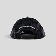Chrome Hearts Pony Hair Cemetery Cross Trucker Hat in Black