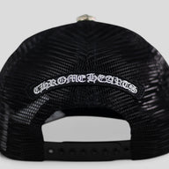 Chrome Hearts Pony Hair Cemetery Cross Trucker Hat in Black