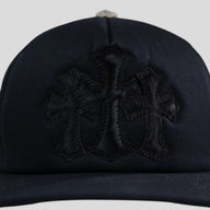 Chrome Hearts Pony Hair Cemetery Cross Trucker Hat in Black