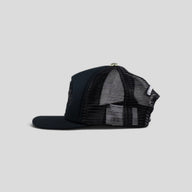 Chrome Hearts Pony Hair Cemetery Cross Trucker Hat in Black