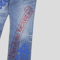 Chrome Hearts Stencil Jeans in Light Wash