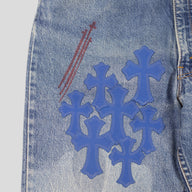 Chrome Hearts Stencil Jeans in Light Wash