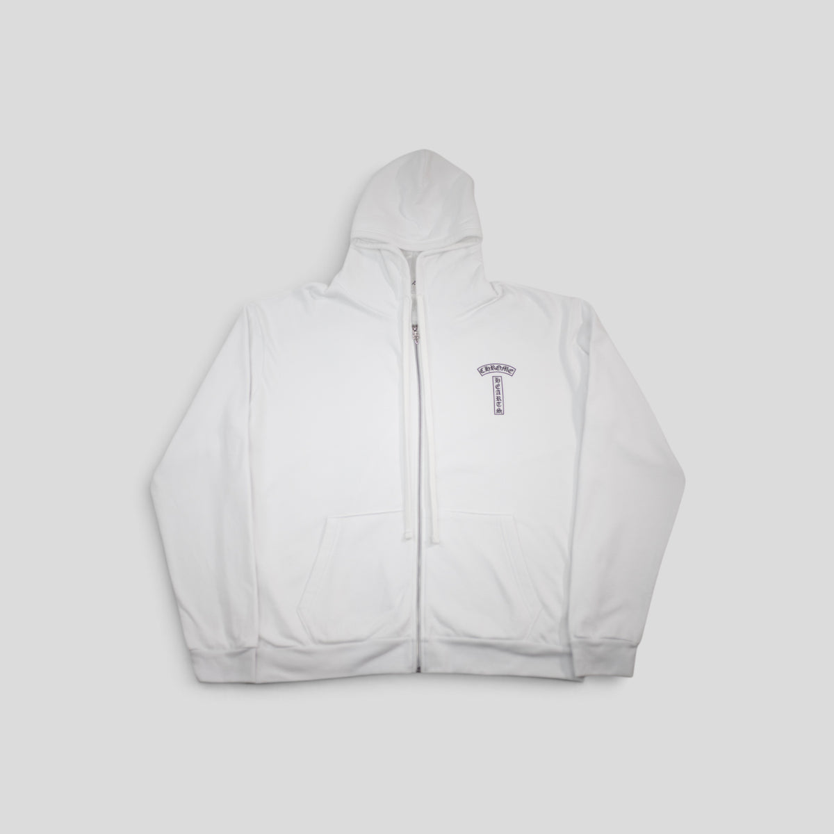 Chrome Hearts T-Bar Zip Up Hoodie in White
