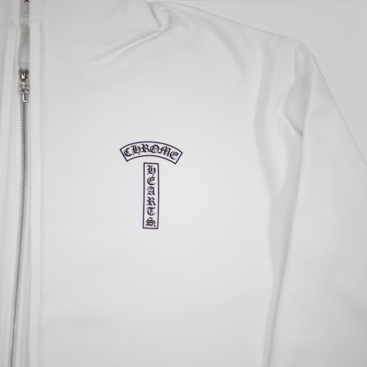 Chrome Hearts T-Bar Zip Up Hoodie in White