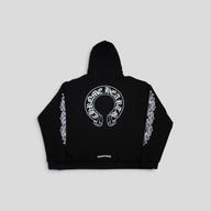 Chrome Hearts Thermal Lined Floral Zip Up Hoodie in Black