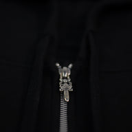 Chrome Hearts Thermal Lined Floral Zip Up Hoodie in Black