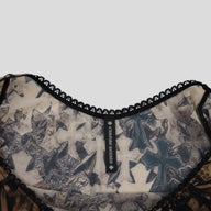 Chrome Hearts Women's Cross Print Sheer Crop Top in Tan