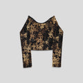 Chrome Hearts Women's Cross Print Sheer Crop Top in Tan