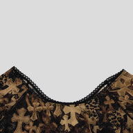Chrome Hearts Women's Cross Print Sheer Crop Top in Tan