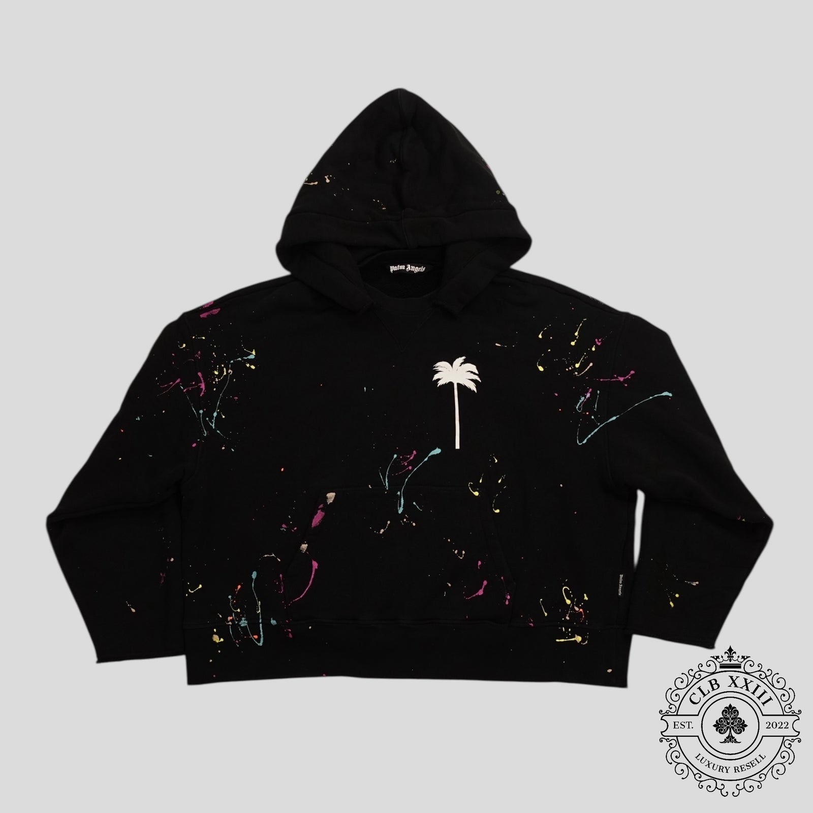 Palm Angels Paint Splatter Hoodie in Black
