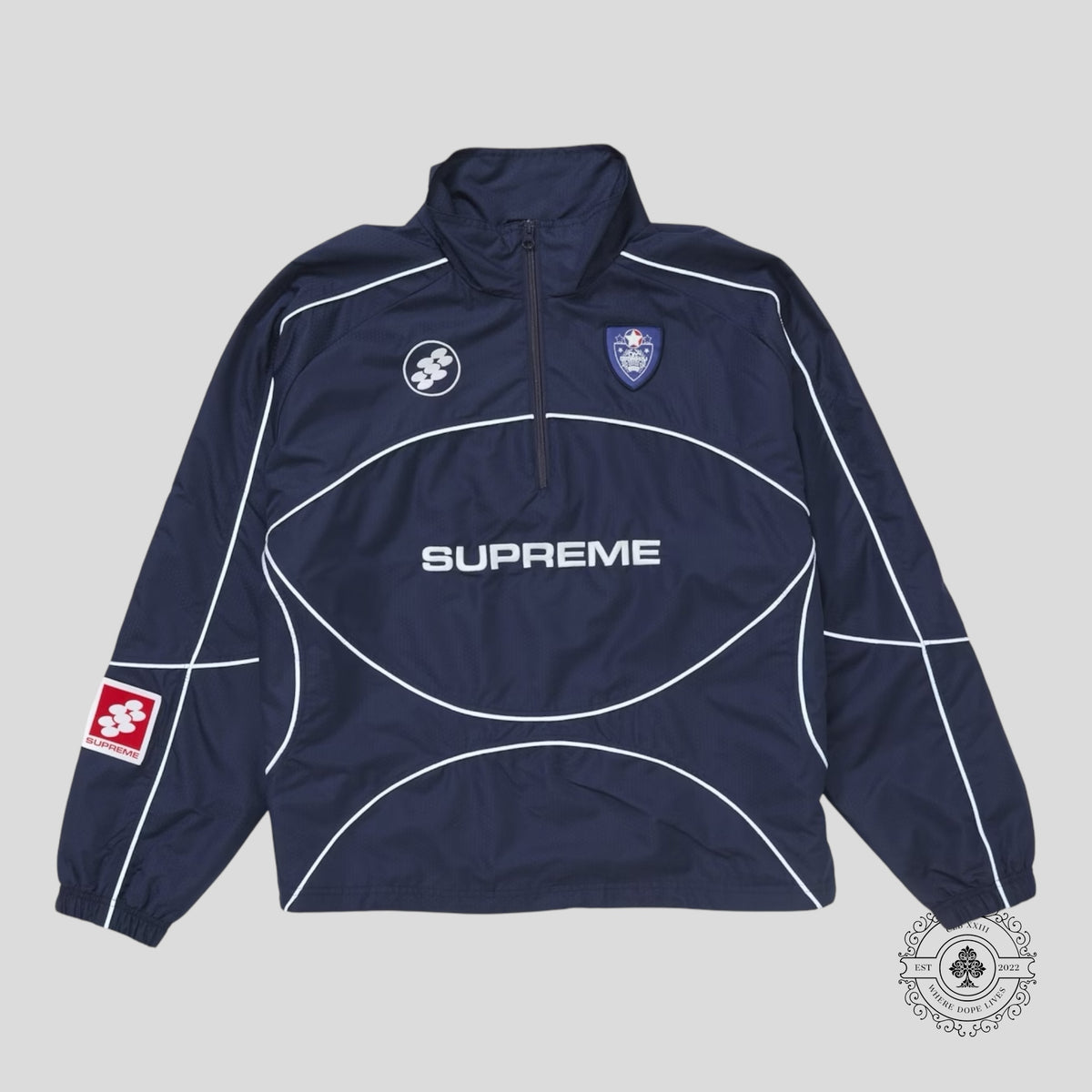 Supreme Reflective Piping Pullover in Navy
