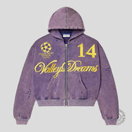 Vale Forever 14 Zip Up Hoodie in Washed Indigo